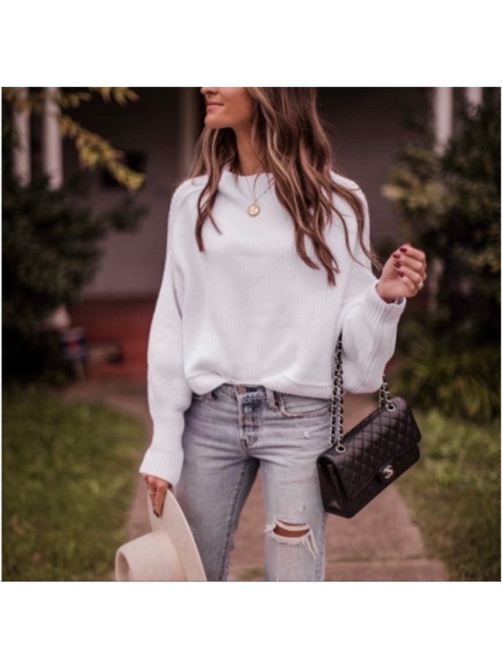 Free People Emmy Mock Neck Sweater White sz S